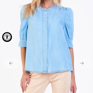 Dear John Blue Button Down poof short sleeve shirt